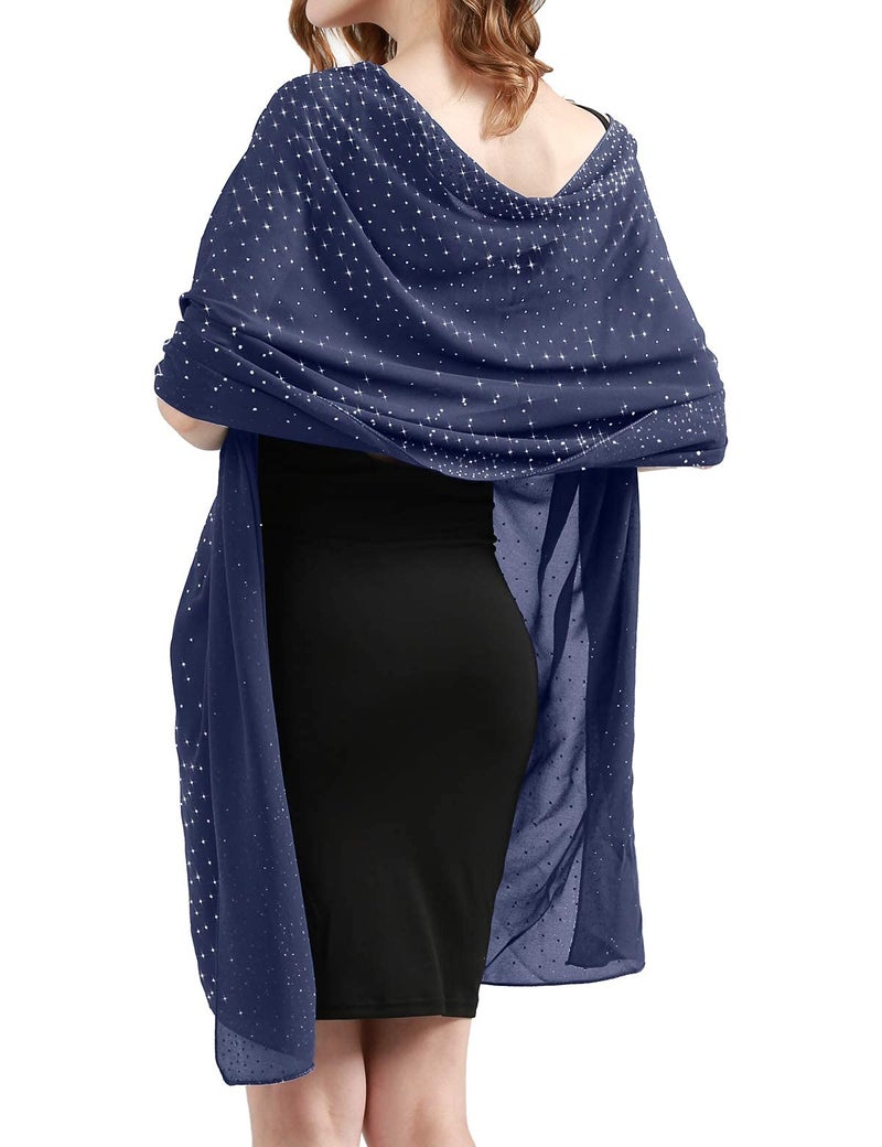 BANETTETA Shawls and Wraps for Evening Dresses Wrap Cover Up Dress Evening Shawl Wraps for Women Formal Fall Winter (Navy Blue) - Image 3